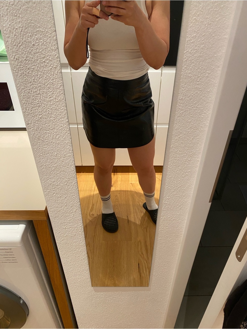 BB Dakota Black Faux Leather Mini Skirt - Smooth A-Line